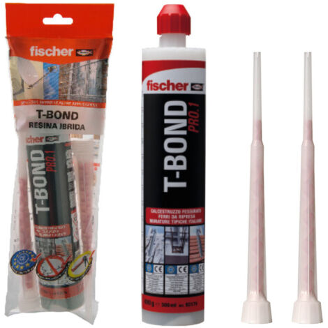 Fischer T-BOND 300 Pro. 1, Tassello Chimico in Resina Hybrid, Ancorante ad iniezione Bi-componente Ibrido per Calcestruzzo Fessurato e Muratura
