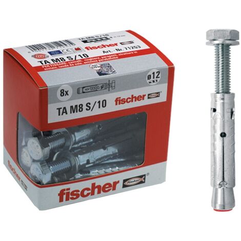 Fischer Tasselli in Acciaio TA M8 con Vite T.E., Diametro Tassello 12 mm, per Cemento Armato, Calcestruzzo e Murature Piene, Bulloni di Espansione, 8 Pz, 71253