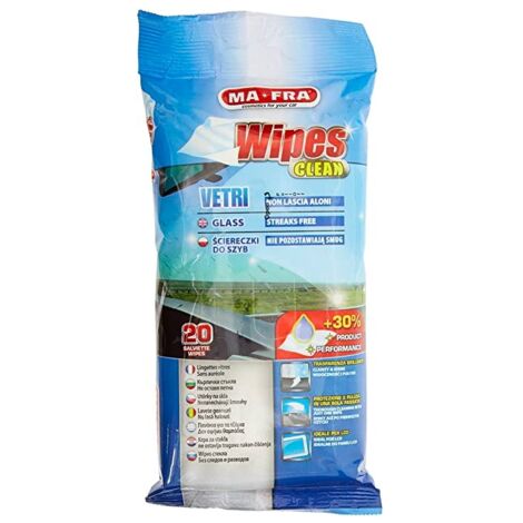 Salviette  Mafra wipes clean vetri auto 20 pezzi