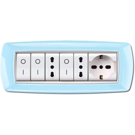 Placca 7 moduli azzurro pastello