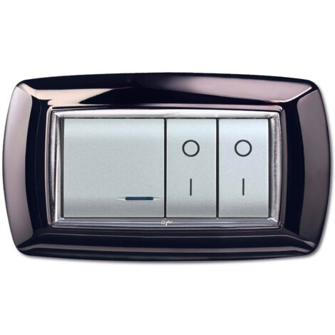 Placca 4 moduli metal black
