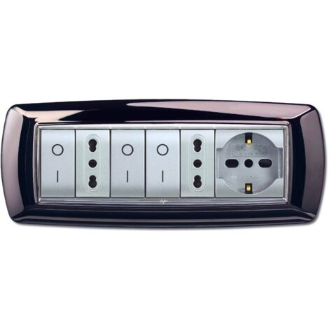 Placca 7 moduli metal black