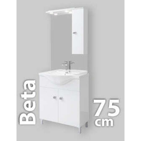Composizione Bagno Da Terra Savinidue Seria Con Pensile 76 X 50 X 191 H Cm Bianco Lucido