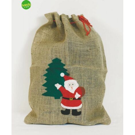 TULLUN Sacco natalizio in cotone naturale, extra large (75 x 49 cm, 38 litri) con coulisse, per regali di Natale, renna