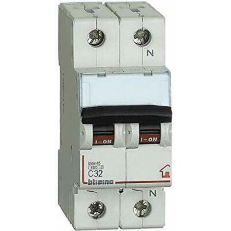 Interruttore magnetotermico 32a Bticino 2 moduli interruzione icn 4,5 ka