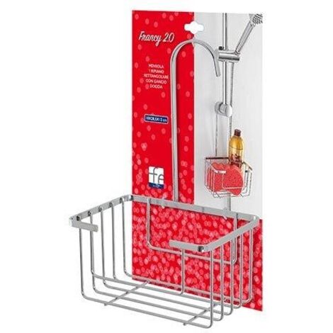 Mensola rettangolare francy Feridras 1 ripiano con gancio doccia cromo 18x28,5x12cm