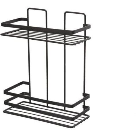 Mensola rettangolare Feridras 2 ripiani acciaio nero 24x11x30cm