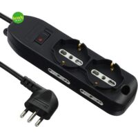 Multipresa 6 posti 2 schuko + 4 polivalenti Electraline 10/16a nero