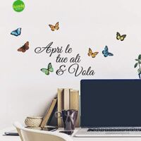 Sticker apri le ali Crearreda adesivo murale frasi famose 15x31 cm
