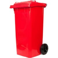 BIDONE QUADRO NETTEZZA URBANA CON RUOTE LT.120 ROSSO ICS