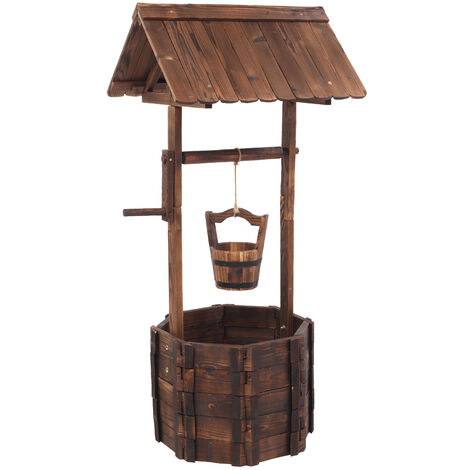 Outdoor Reinforced And Anticorrosive Wooden Wishing Well Flowerpot