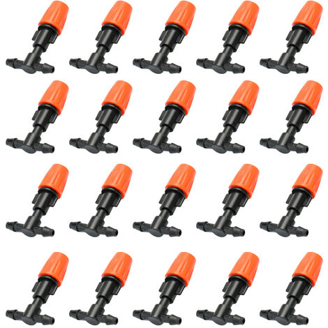 Sprayer Nozzles, Small Size Plastic Adjustable Nozzles, for Garden Cooling Spray Sprinkler Nozzle Suit, Drip Irrigation Pipe Equipment with Hose Connector, 20pcs