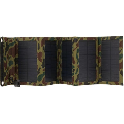 Portable Solar Charger With USB Port Foldable 5 Solar Panel Camping Hiking Travel Compact Solar Power Phone Charger For Tablet Laptop Cellphones Camouflage 10W/5V