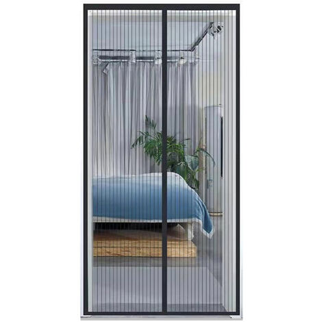 Polyester Magnetics Door Curtains Screen Door Fly Insects Screen Door Net Screen Curtain Full Frame Adhesive Tape Keeps Mosquitoes Insects Bugs Out 90*210cm