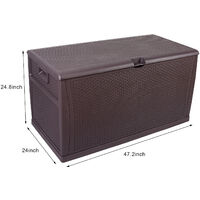 120gal 460L Outdoor Garden Plastic Storage Deck Box Chest Tools Cushions Toys Lockable Seat Waterproof Brown