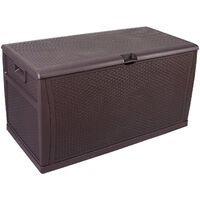 120gal 460L Outdoor Garden Plastic Storage Deck Box Chest Tools Cushions Toys Lockable Seat Waterproof Brown