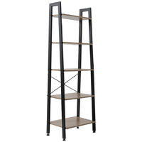 5 Tiers Industrial Ladder ShelfBookshelf Storage Rack Shelf for Office Bathroom Living RoomGray Color