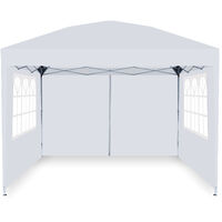 3m x 3m Pop Up Gazebo Outdoor Garden Shelter with Sides - PVC Coated - Travel Bag White