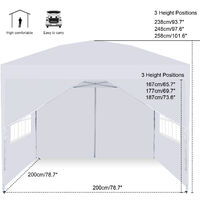 2m x 2m Pop Up Gazebo Outdoor Garden Shelter with Sides - PVC Coated - Travel Bag White