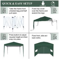 2m x 2m Pop Up Gazebo Outdoor Garden Shelter with Sides - PVC Coated - Travel Bag Green