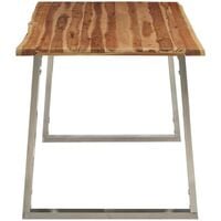 Lifcausal Dining Table 160x80x75 cm Solid Acacia Wood and Stainless Steel