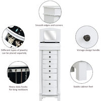 Jewelry Armoire with Mirror 8 Drawers & 16 Necklace Hooks 2 Side Swing Doors(White)