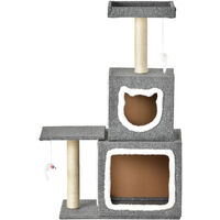 Cat Tree 106cm Cat Tower Activity Centre with Sisal Scratching Posts / Condo / Dangling Toy / Viewing Platform Large Cat Tree Cat Climbing Tower for Indoor Cats