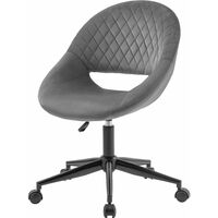 Office Chair Swivel Desk Chair with Armrest Computer Chair Bedroom Armchair Adjustable Height ( Grey/Velvet )