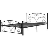 Double Metal Bed Frame Modern Solid 4ft6 large storage space with Headboard &Footboard for Adults Kids Teenagers Black（135*190cm）