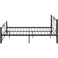 Double Metal Bed Frame Modern Solid 4ft6 large storage space with Headboard &Footboard for Adults Kids Teenagers Black（135*190cm）
