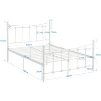 Double Bed Frame Sturdy Victoria White Bed Frame with Curved Headboard and Footboard -Mattress Not Included