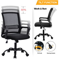 Office Chair Ergonomic Mesh Desk Chair with Tilt Function Adjustable Height Computer Chair for Home Office (Black)