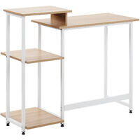 Computer Desk With 3 Tier Storage Shelves Desk Table with Bookshelf for Small Spaces Home Office Workstation