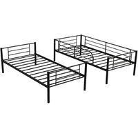 Single Bunk Bed 2 x 3 FT Metal Bed Frame Solid High Sleeper Bedstead for Kids/Teenagers/Adults in Black 90*190 cm