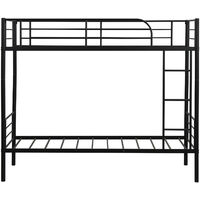 Single Bunk Bed 2 x 3 FT Metal Bed Frame Solid High Sleeper Bedstead for Kids/Teenagers/Adults in Black 90*190 cm