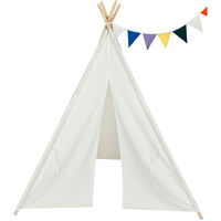 Teepee Tent 4pcs Wooden Poles for Kids Raw White