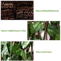 Expandable Artificial Privacy Screen Fence Simulation Retractable Fence Panel with Faux Leaves Decorative Nature Wood Trellis Fence Greenery Wall