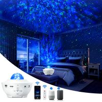 Galaxy Projector Light Led Star Projector Sea Wave with Sound Sensor Light Projector Night Light Intelligent Control and 10 Kinds of Color-Changing Music Players 360° Rotating Night Light (Black)