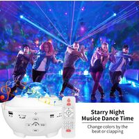 Galaxy Projector Light Led Star Projector Sea Wave with Sound Sensor Light Projector Night Light Intelligent Control and 10 Kinds of Color-Changing Music Players 360° Rotating Night Light (Black)