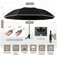 Automatic Umbrella Windproof Reverse Folding Umbrella UV Protection Travel Lightweight Sun & Rain Umbrellas Portable Parasol for Backpack Women Men