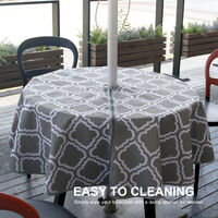 5 x 7 FT Spillproof Tablecloth with Zip Umbrella Hole Waterproof Outdoor Tablecloth Patio Table Cloths Table Covers for Backyard Party Picnic