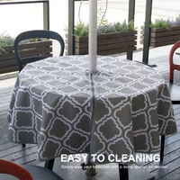 Spillproof Tablecloth with Zip Umbrella Hole Waterproof Outdoor Tablecloth Patio Table Cloths Table Covers for Backyard Party Picnic 4.92FT Square Type2