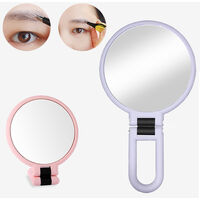 10X/15X Magnifying Handheld Mirror Folding Handle Double-sided Portable Travel Magnified Hand Mirror Pedestal Makeup Mirror
