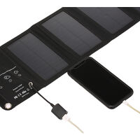 Portable Solar Charger With USB Port Foldable 5 Solar Panel Camping Hiking Travel Compact Solar Power Phone Charger For Tablet Laptop Cellphones Black 10W/5V