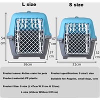 Pet Airline Check-in Travel Crate Outdoor Dog Crate 360 Degree Ventilation 21inch Blue-Large size