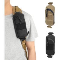 Backpack Shoulder Strap Accessory Molle Pouch  Pouch Molle Bag Multifunctional EDC Tool Pockets for Belt Compact Phone Pouchs for Outdoor Sport Hunting,Khaki 9*2*17cm