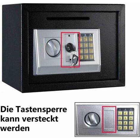 Safe Tresor mit Zahlenschloss Elektronik Safe mit 2 Schlüssel Wandtresor  Elektronischer Safe Möbeltresore Feuerfest Wasserdicht Sicherheitsbox
