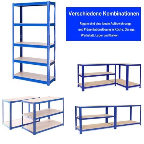 Schwerlastregal Lagerregal Kellerregal Metall  5 Böden aus MDF Holz  bis 875KG