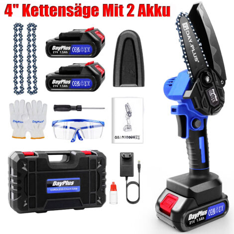 4 Zoll Akku Kettensäge 3600W Mini Handkettensäge Motorsäge Baumsäge Mit