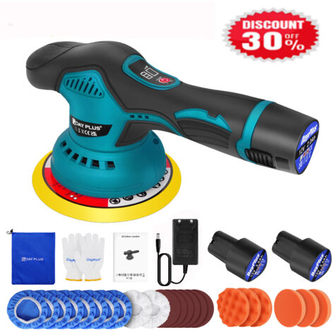 2 Akku 12V Poliermaschine 150mm Polierer Poliergerät Schleifmaschine 8 Gänge